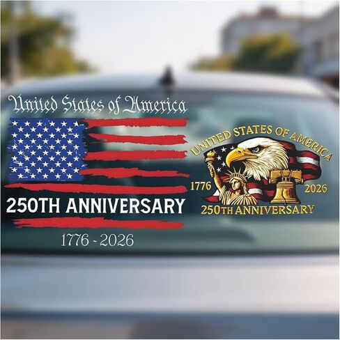 250 Anniversary USA Car Window Decal Stickers - Patriot Eagle Statue of Liberty Vinyl Decal for Car Truck Laptop Bumper Sticker 250 Years USA Independence Day Car Decal 2-Pack in Saudi Arabia