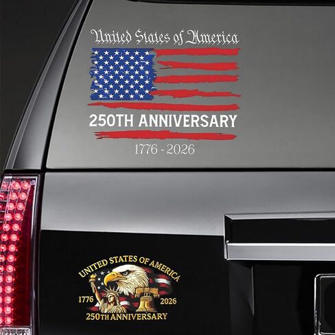 250 Anniversary USA Car Window Decal Stickers - Patriot Eagle Statue of Liberty Vinyl Decal for Car Truck Laptop Bumper Sticker 250 Years USA Independence Day Car Decal 2-Pack in Saudi Arabia