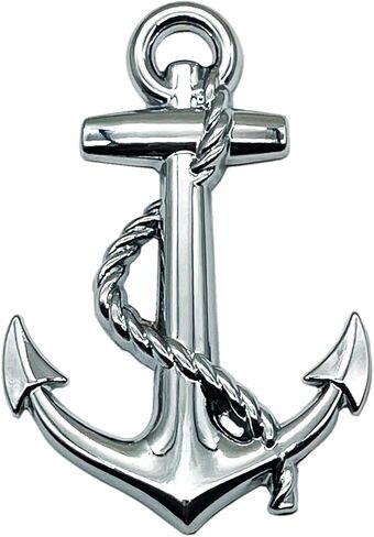 Chrome Metal Anchor Emblem Anchor Car Badge, 3D Nautical Metal Automotive Decal Sticker for Trunk Truck SUV Boat Van Vehicle Exterior Accessories (Chrome) in Saudi Arabia