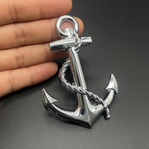 Chrome Metal Anchor Emblem Anchor Car Badge, 3D Nautical Metal Automotive Decal Sticker for Trunk Truck SUV Boat Van Vehicle Exterior Accessories (Chrome) in Saudi Arabia