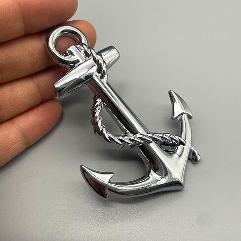 Chrome Metal Anchor Emblem Anchor Car Badge, 3D Nautical Metal Automotive Decal Sticker for Trunk Truck SUV Boat Van Vehicle Exterior Accessories (Chrome) in Saudi Arabia