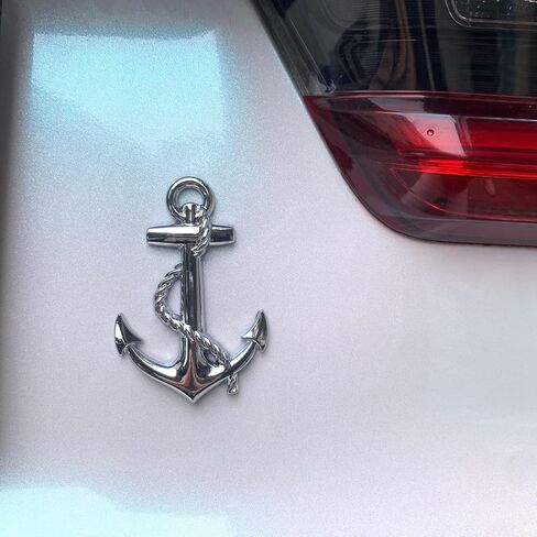 Chrome Metal Anchor Emblem Anchor Car Badge, 3D Nautical Metal Automotive Decal Sticker for Trunk Truck SUV Boat Van Vehicle Exterior Accessories (Chrome) in Saudi Arabia