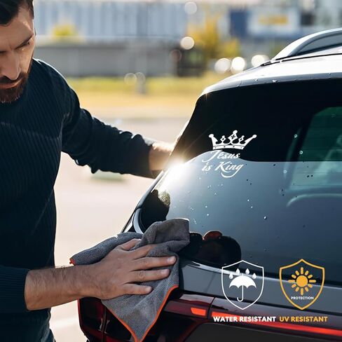 Jesus is King - ملصق ممتص للصدمات من الفينيل للسيارة المسيحية لسيارة شاحنة نافذة الزجاج الأمامي للسيارة، مقاوم للطقس والبهتان (أبيض) in Kuwait