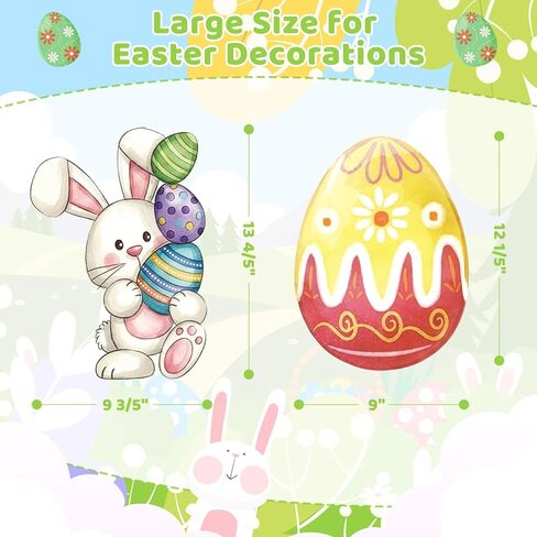 Large 9"x12" Spring Easter Egg Bunny Cutouts Decorations Cardboard Cutout Set, 12 Sheets Bunnies Cutouts Wall Door Windows Decor, Easter Eggs Paper Cut Outs Decoration (Eggs) in Saudi Arabia