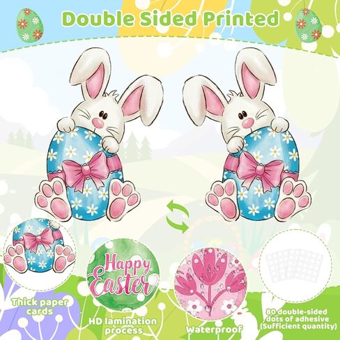 Large 9"x12" Spring Easter Egg Bunny Cutouts Decorations Cardboard Cutout Set, 12 Sheets Bunnies Cutouts Wall Door Windows Decor, Easter Eggs Paper Cut Outs Decoration (Eggs) in Saudi Arabia
