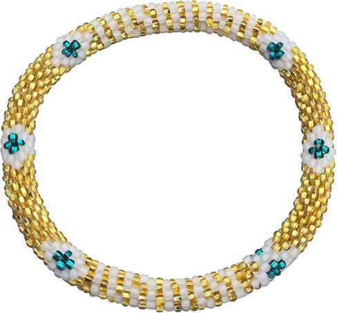 مجموعة من 2 أساور مصنوعة يدويًا من الخرز الزجاجي بوهو كروشيه أساور من نيبال، مجوهرات الأزياء النسائية، إكسسوارات مطرزة بالخرز هيبي للارتداء اليومي in Kuwait