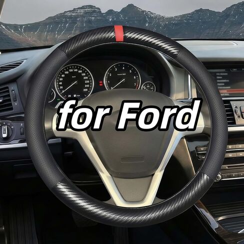 غطاء عجلة القيادة لسيارة Ford Crown Victoria 2000-2011، واقي عجلة القيادة من ألياف الكربون للنساء والرجال، مضاد للانزلاق، مسامي، مريح، ملحقات حماية داخلية للسيارة، أسود in Kuwait