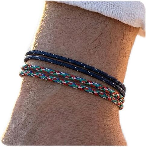 Flybar Braided Rope Bracelet Set for Men and Women, Waterproof Adjustable Nautical Beach Bracelets, Camo and Tan, 2 Pack in Kuwait