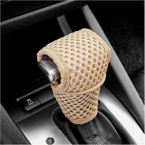 Car Gear Shift Knob Cover, Anti-Slip Automotive Manual Stick Shifting Handle Protector, Breathable Shifter Lever Cover Interior Accessories for Car Truck Motorcycle (Black & Red, Stick-on) in Saudi Arabia