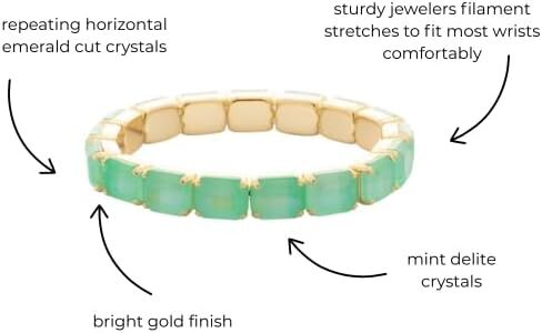 سوار سوريلي ديلايت من قطع الزمرد باللون الأخضر النعناعي، طوله 17.78 سم، لون ذهبي ساطع in Kuwait