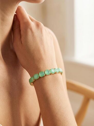 سوار سوريلي ديلايت من قطع الزمرد باللون الأخضر النعناعي، طوله 17.78 سم، لون ذهبي ساطع in Kuwait