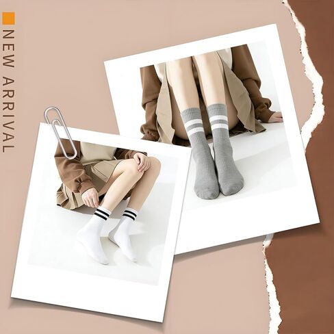 4Pairs Women Striped Cotton Crew Socks, Athletic Running Socks for Sport, Home,Office, School, Size 6-9 in Kuwait