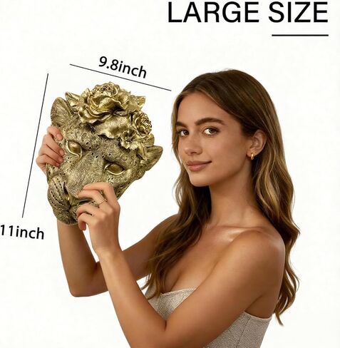 GUSFREUD Vintage Animal Head Wall Decor – 11" Resin Leopard Wall Art, Gold Leopard Wall Decor for Living Room, Bedroom & Office, Leopard Head Wall Sculpture Decor in Kuwait