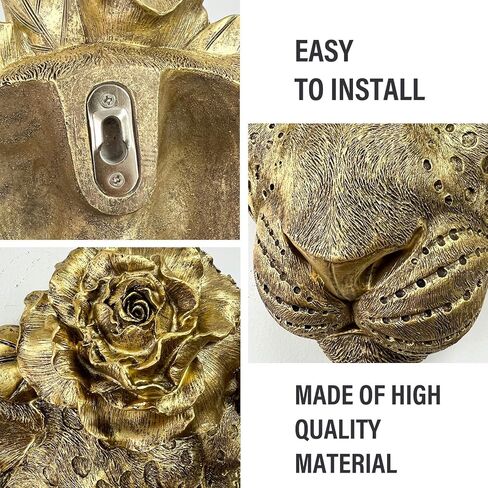 GUSFREUD Vintage Animal Head Wall Decor – 11" Resin Leopard Wall Art, Gold Leopard Wall Decor for Living Room, Bedroom & Office, Leopard Head Wall Sculpture Decor in Kuwait