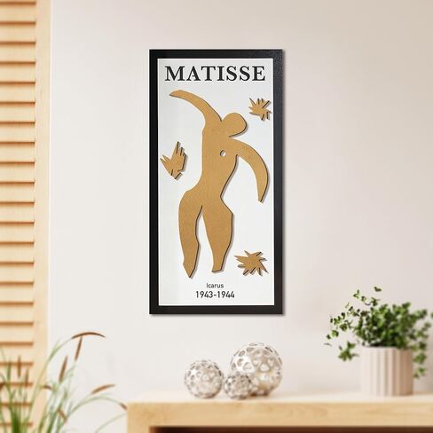 Henri Matisse Wall Art – Abstract Female Figure in Layered Wood, 3D Handcrafted MDF Wall Sculpture, Modern Minimalist Boho Decor, Hand-Painted Artwork, Unique Gift for Art Lovers, Matisse Abstract Woman with Amphora. (5) in Kuwait