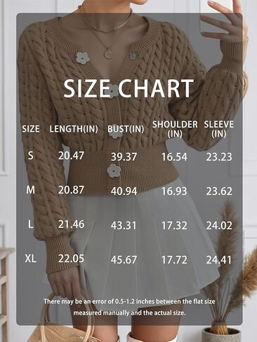 Womens Floral Button Dwon Twist Hollow Chunky Cardigan Long Sleeve Casual Knit Cardigans Sweater in Saudi Arabia