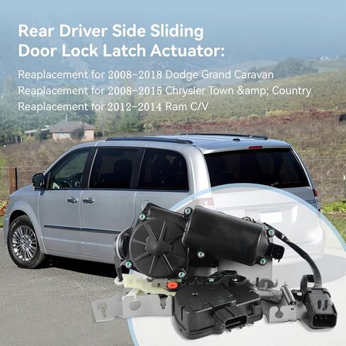 68030379AG 68030379AA Rear Left Door Lock Latch Actuator Fit for Chrysler Town & Country 2008-2015,Dodge Grand Caravan 2008-2018,Ram C/V 12-14 Rear Driver Side Door Latch Assembly 5020769AB,5020769AC in Kuwait