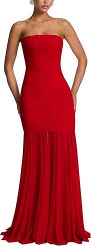 Women's Summer Strapless Bodycon Mesh Tube Beach Party Club Long Dress in Kuwait