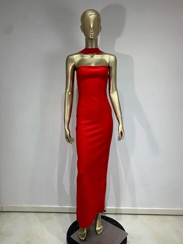 المرأة 2025 ضمادة فستان طويل الرسن الظهر Bodycon الصلبة مطاطا المشاهير مساء قطعة واحدة فساتين عيد ميلاد in Kuwait