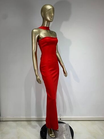 المرأة 2025 ضمادة فستان طويل الرسن الظهر Bodycon الصلبة مطاطا المشاهير مساء قطعة واحدة فساتين عيد ميلاد in Kuwait