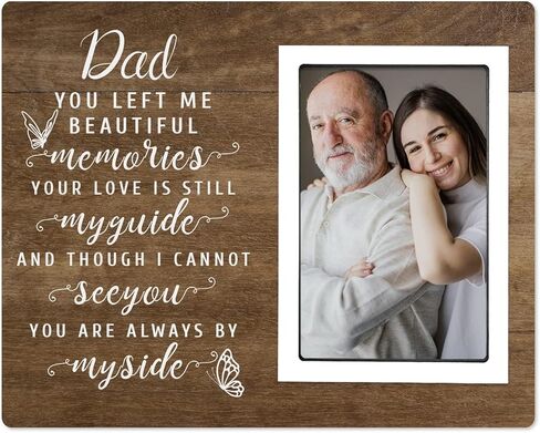 SteadStyle Bereavement Gifts for Loss of Father - Memorial Picture Frame, Sympathy Gift for Loss of Dad, In Memory of Loved One Gifts, Sympathy Gift Fits 4x6 In Photo (White) (Brown, 4X6) in Kuwait