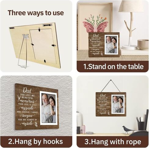 SteadStyle Bereavement Gifts for Loss of Father - Memorial Picture Frame, Sympathy Gift for Loss of Dad, In Memory of Loved One Gifts, Sympathy Gift Fits 4x6 In Photo (White) (Brown, 4X6) in Saudi Arabia
