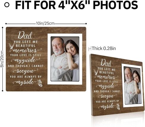 SteadStyle Bereavement Gifts for Loss of Father - Memorial Picture Frame, Sympathy Gift for Loss of Dad, In Memory of Loved One Gifts, Sympathy Gift Fits 4x6 In Photo (White) (Brown, 4X6) in Saudi Arabia