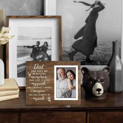SteadStyle Bereavement Gifts for Loss of Father - Memorial Picture Frame, Sympathy Gift for Loss of Dad, In Memory of Loved One Gifts, Sympathy Gift Fits 4x6 In Photo (White) (Brown, 4X6) in Saudi Arabia