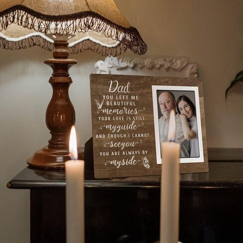 SteadStyle Bereavement Gifts for Loss of Father - Memorial Picture Frame, Sympathy Gift for Loss of Dad, In Memory of Loved One Gifts, Sympathy Gift Fits 4x6 In Photo (White) (Brown, 4X6) in Saudi Arabia