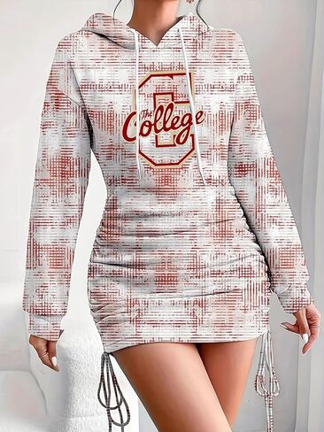 Women's Long Sleeve Hooded Neck Bodycon Dress Floral Boho Fall Wedding Guest Dresses 2025 in Saudi Arabia