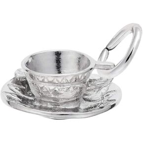 Sterling Silver Charms | Cup & Saucer Charm | Style 0199 | Silver or Gold (Rembrandt Charms 2020 Design) in Kuwait