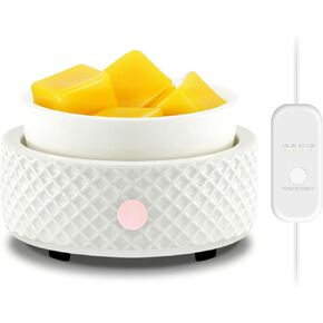 سخان الشمع الذائب مع مؤقت سيراميك 4 في 1، سخان شموع كهربائي، إيقاف تلقائي لإذابة الشمع المعطر، مرطبانات الشموع، الزيوت العطرية، كوب القهوة، هدايا عطرية لديكور المنزل للنساء - بيج in Kuwait