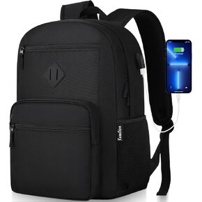 YAMTION Black Backpack,School Bookbag for Teens and Adults Schoolbag Fits 15.6 Inch Laptop Lightweight College Backpack for Daily Commute School in Kuwait