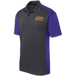 Omega Psi Phi World Famous Greek Colorblock Wicking Polo in Kuwait