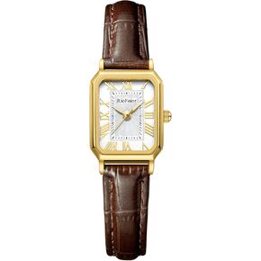 Vintage Gold Watches for Women-Small Rectangular Case Roman Dial,Comfortable Leather Strap,Water Resistant in Kuwait