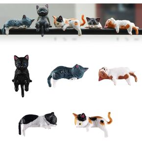Mini Cat Desk Figurines - 5 Tiny Cats, Cute Cat Car Dashboard Decor, Little Cat Desk Decor for Computer Monitor, Auto Interior, Funny Rear View Mirror Gift (5A) in Saudi Arabia
