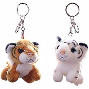 RCFINE 2 قطعة سلسلة المفاتيح أفخم الحيوان النمر المفاتيح لينة الحيوان سحر كيرينغ لحقيبة اليد حقائب الظهر حقيبة محفظة in Kuwait