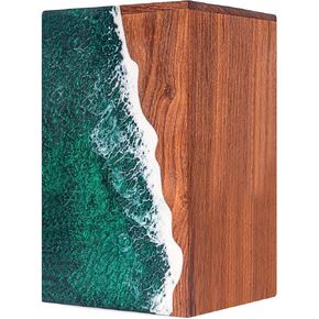 Green Ocean Wooden Cremation Urn for Human Ashes – Ocean Theme Adult Memorial Urn, Handmade Wooden Funeral Urn for Ashes (LARGE-170LBS) in Kuwait
