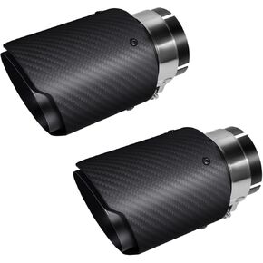 Vechkom 2.5 "Inlet 3.5" Outlet Exhaust Tips Exhaust Stainless Steel and Glossy Carbon Fiber Car Exhaust Tip 6.6" Length Universal for Vehicles with 2.5" O.D.(Matt All Black)2PCS in Kuwait