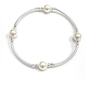 COUNT YOUR BLESSINGS Bracelet, White 8 mm Pearls & Sterling Silver Tubes in Saudi Arabia