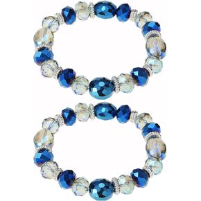 مجموعة أساور كبيرة ملونة متعددة المدرجات مطرزة بالكريستال والأحجار الزجاجية اللامعة والقابلة للتكديس للسيدات in Kuwait