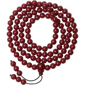 108 Cinnabar Beads Feng Shui Bracelet – Meditation Mala for Protection, Prosperity & Positive Chi – Handcrafted Red Energy Beads for Confidence, Courage & Spiritual Balance (6mm/8mm/10mm) in Saudi Arabia