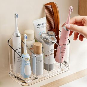 Toothbrush Holder for Bathrooms, 5 Slots Detachable Wall Mounted Electric Toothbrush Holder, Holds Skincare,Toothpaste & Razor for Bathroom Decor and Accessories Organizer in Kuwait