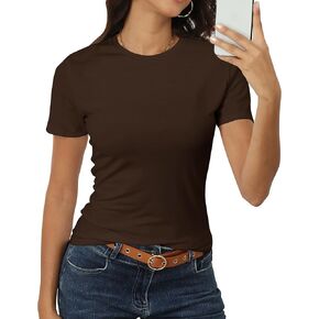 Roselux Women Short Sleeve Crew Neck Tops Classic-Fit Breathable Basic Shirts Casual Summer Tshirt Tee in Kuwait