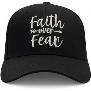 Faith Over Fear Christian Baseball Cap Embroidered Religious Hat Adjustable Structured Front Thick Stitching in Saudi Arabia