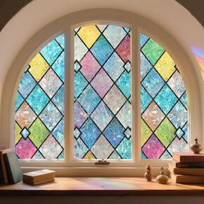 Window Privacy Film,Frosted Glass Film Static Cling UV Protection Heat Control Window Clings,Removable Frosting Opaque Coverings,Non Adhesive Vinyl Stickers Tint for Home Office Door,17.5 x 78.7inches in Kuwait