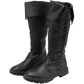 حذاء طويل أسود للرجال من العصور الوسطى الفايكنج القراصنة مع أساور قابلة للطي من عصر النهضة in Kuwait