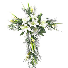 Easter Liliaceous Cross Wreath Garland Front Door Ornament in Kuwait
