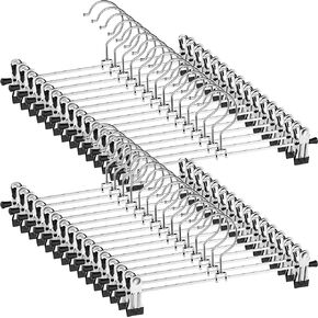 NORTHERN BROTHERS Pants Hangers 12 Pack Skirt Hangers with Clips Metal Adjustable Hanger for Pants Trousers Men Women Kids Clothes in Kuwait