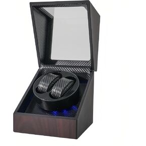 لفافات الساعة للساعات الأوتوماتيكية المزدوجة، صندوق لفاف الساعة الأوتوماتيكي، قرص دوار للساعة مع ضوء LED، يعمل بالبطارية أو USB، هدية للرجال والنساء، محرك مابوتشي الهادئ in Kuwait